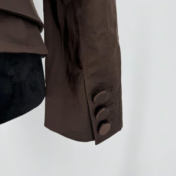 Bebe Satin Blazer Womens Size 6 Y2K Stitching Tailored Single Button 90s Work - Picture 6 of 8